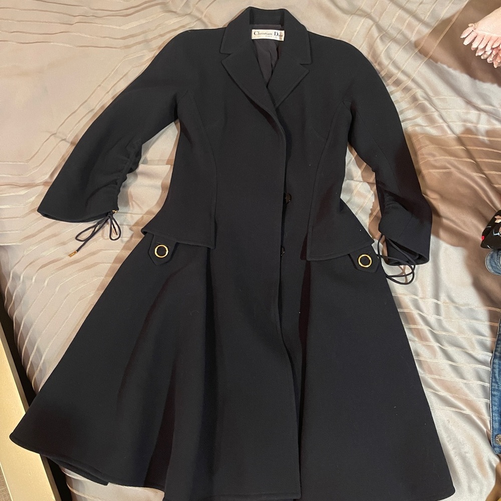 Christian Dior black coat maxi length size 34 dress-like 2016 - Picture 6 of 12